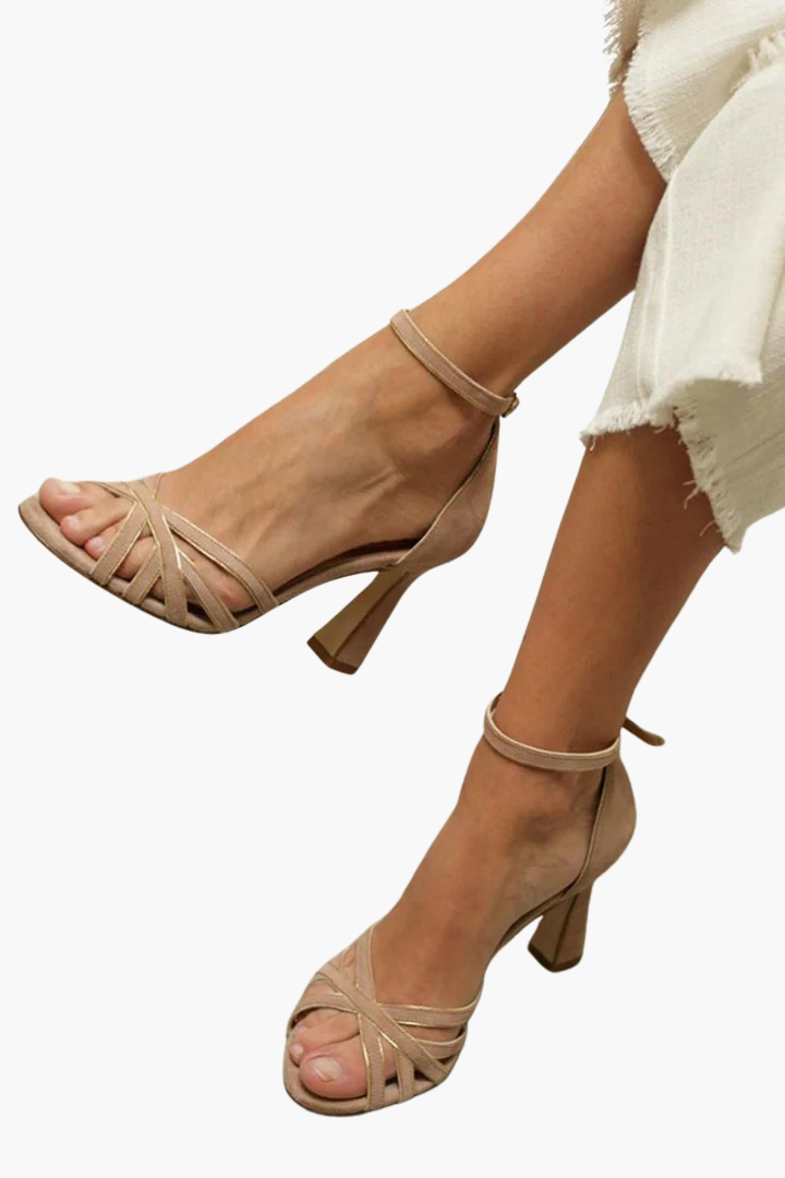 Elviera | Peep-Toe Sandals with Patchwork