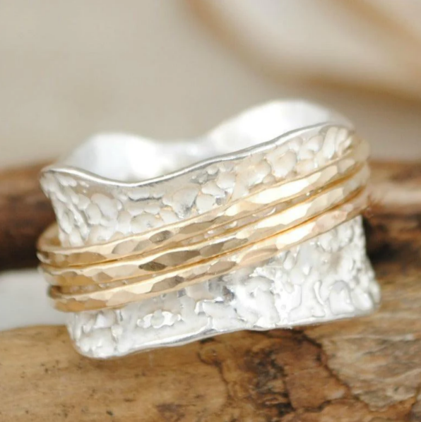 Vintage Spinner Thinner Gold and Silver Ring