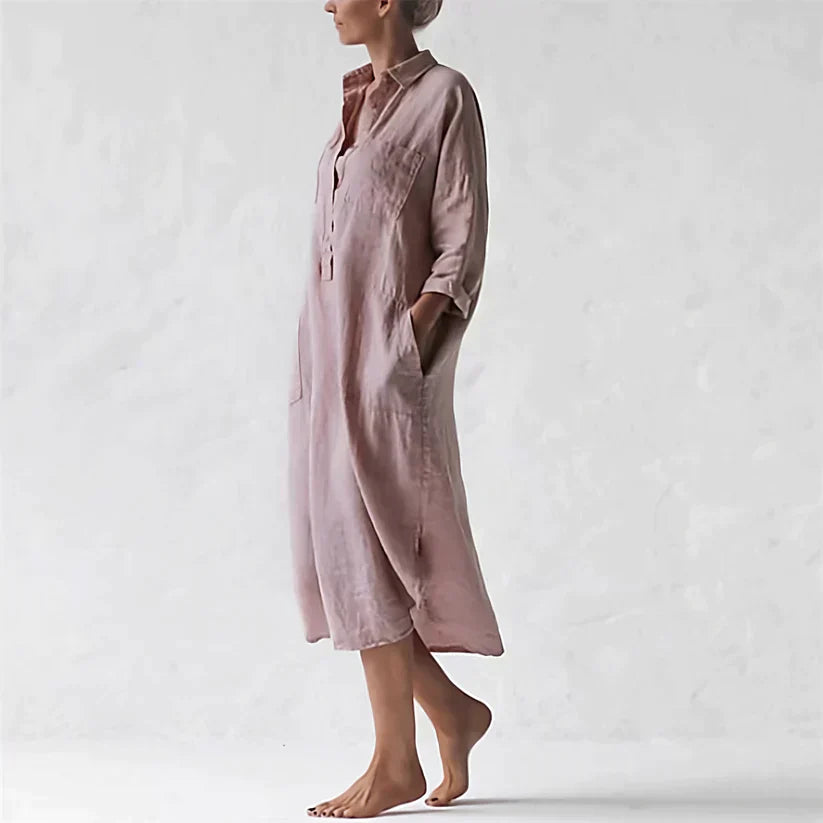 Rhea - Stylish Long Pink Dress