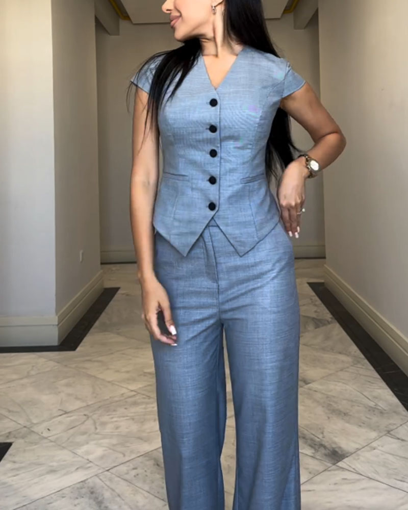 Rosana | V-neck top and trousers set