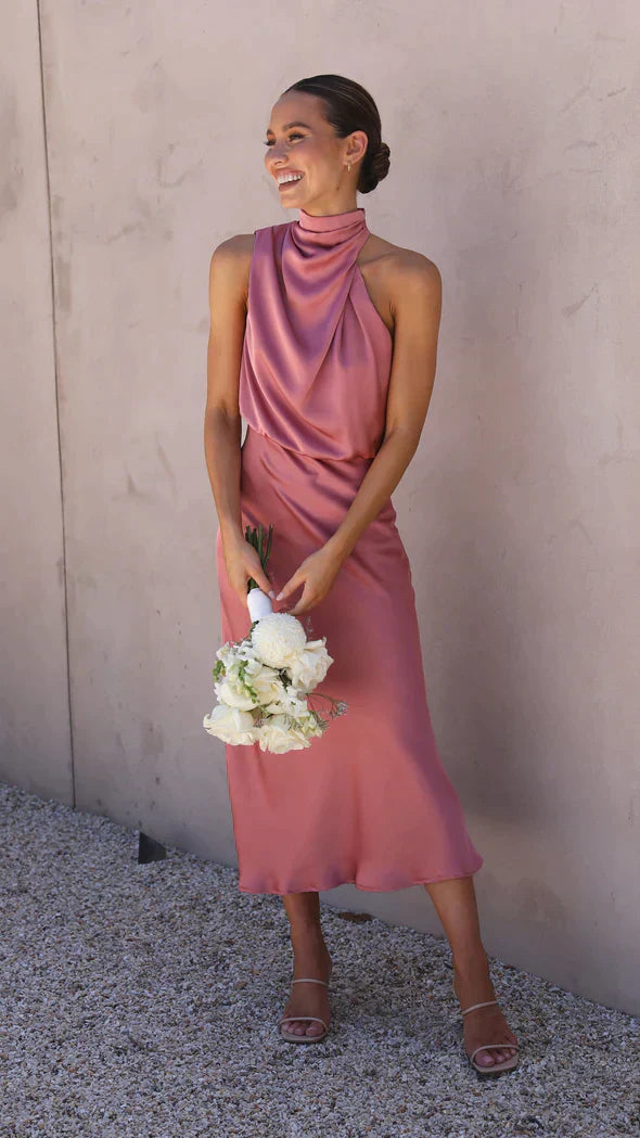 Lanna - Shiny Maxi Dress | Elegant Evening Dress | Stylish
