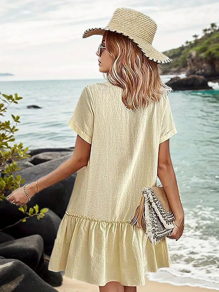 Isla | Flounce Hem Button-Front Dress