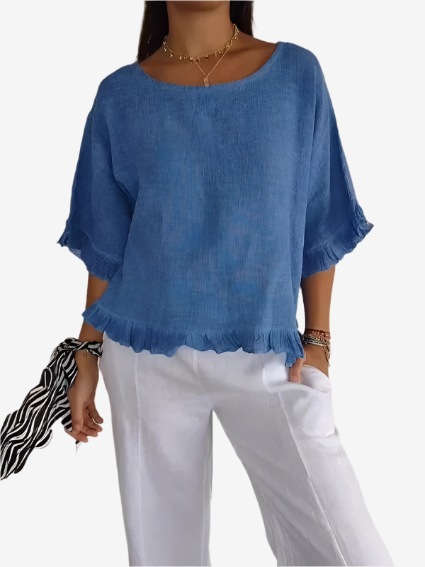 Lena | Cotton Blouse with Ruffles