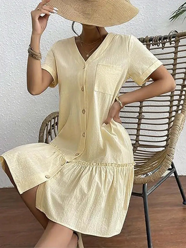 Isla | Flounce Hem Button-Front Dress