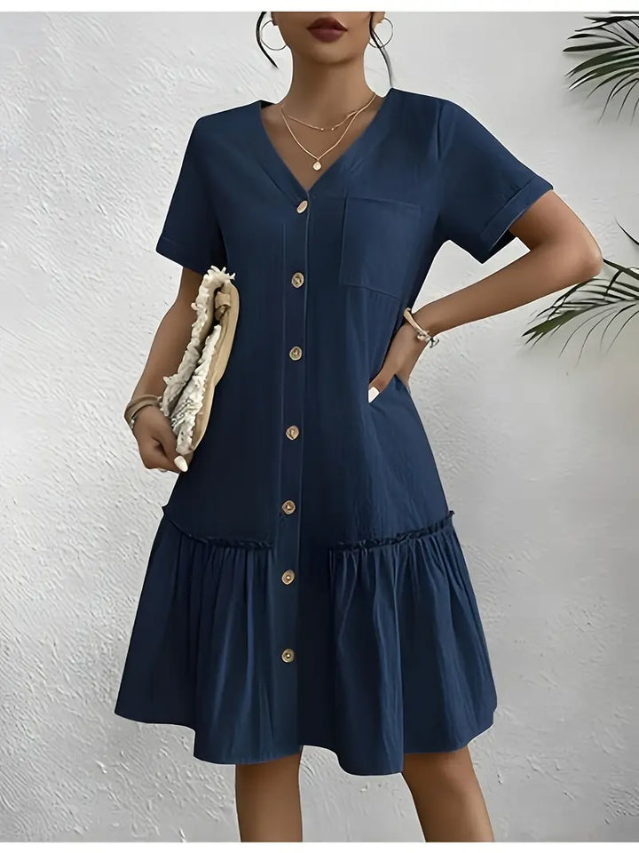Isla | Flounce Hem Button-Front Dress