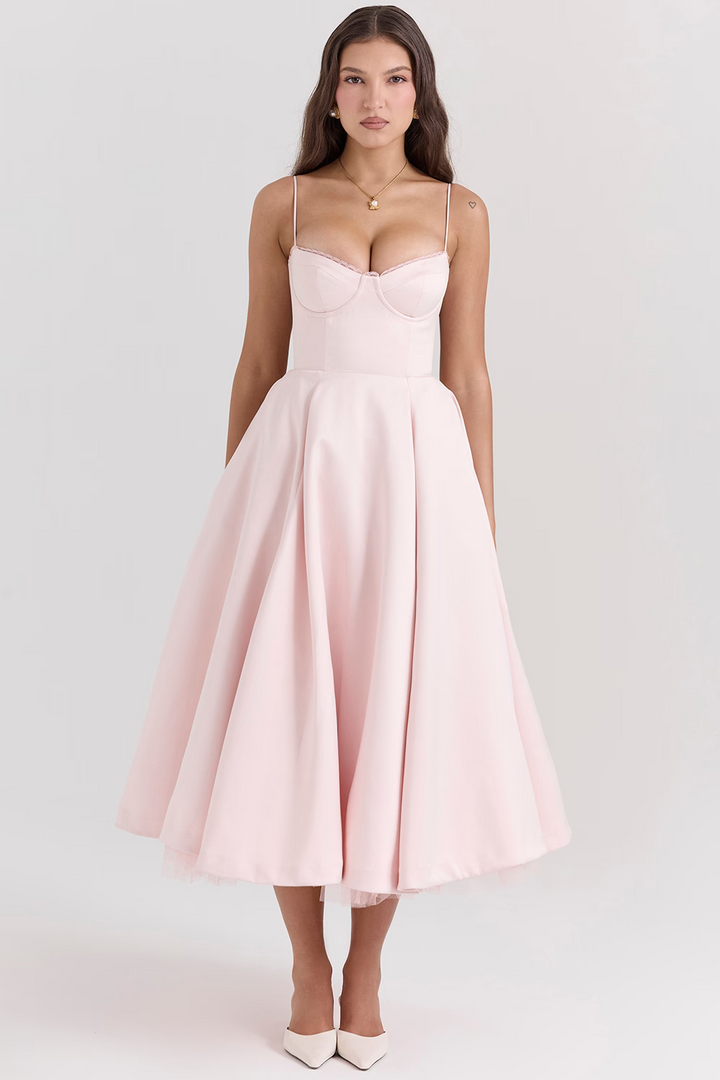 Luce - satin tulle midi dress