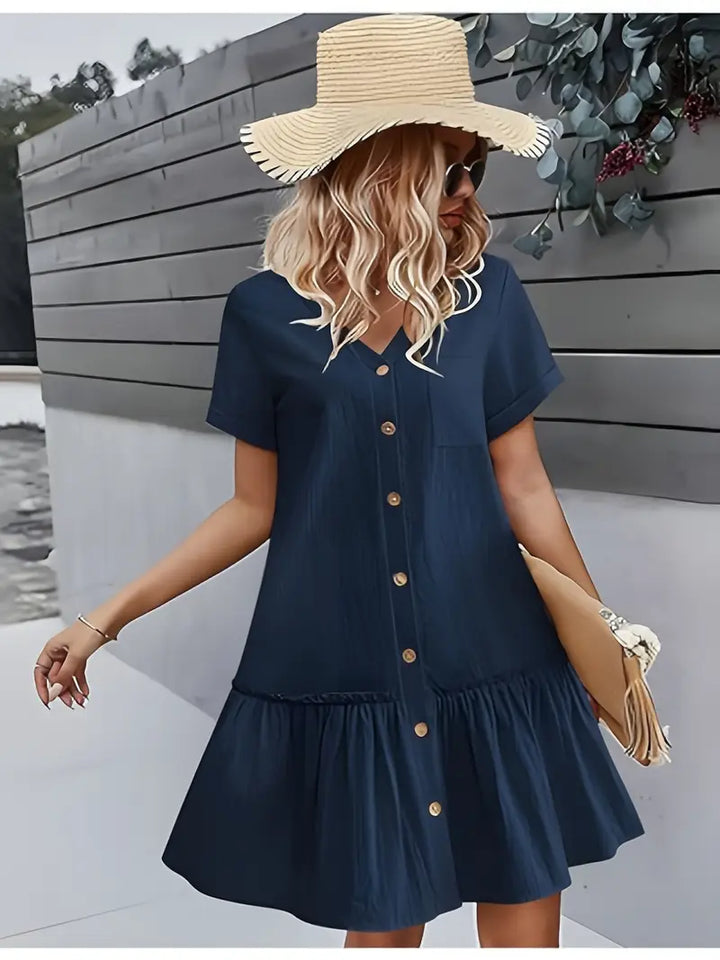 Isla | Flounce Hem Button-Front Dress