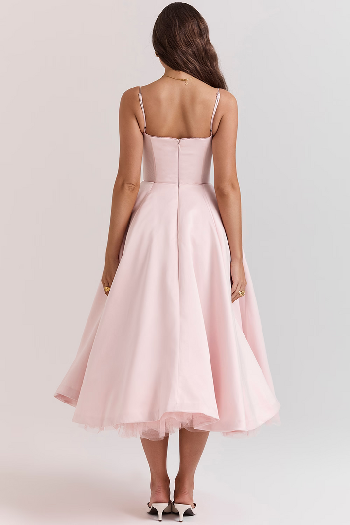 Luce - satin tulle midi dress