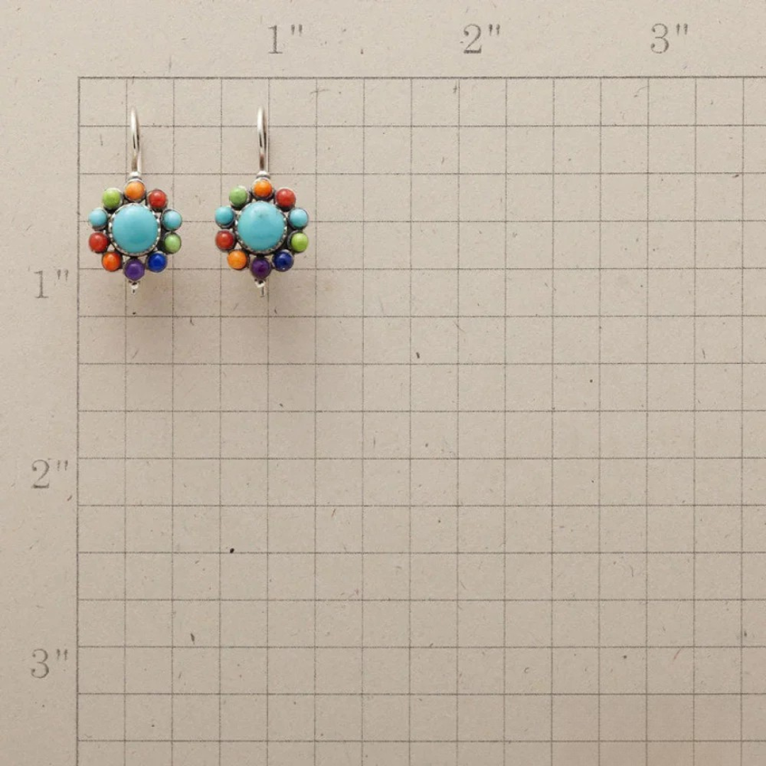 Multi-colored Turquoise Round Earrings