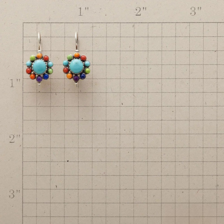 Multi-colored Turquoise Round Earrings