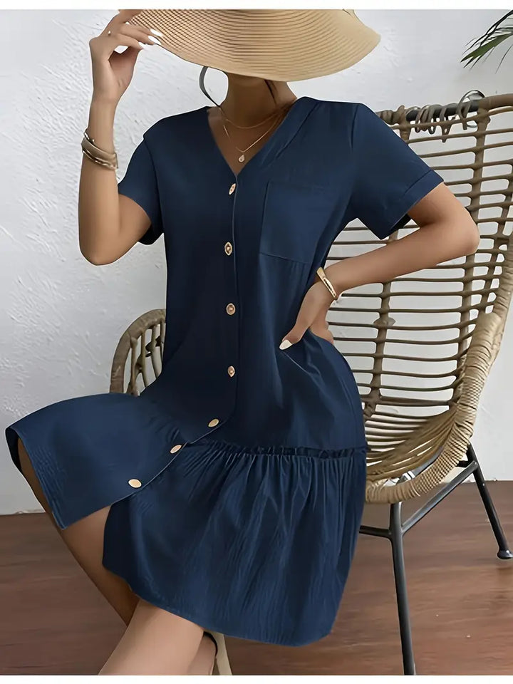 Isla | Flounce Hem Button-Front Dress