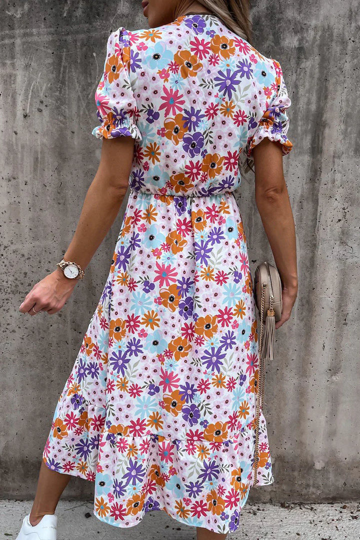 Rosea Floral Maxi Dress with V-Neckline