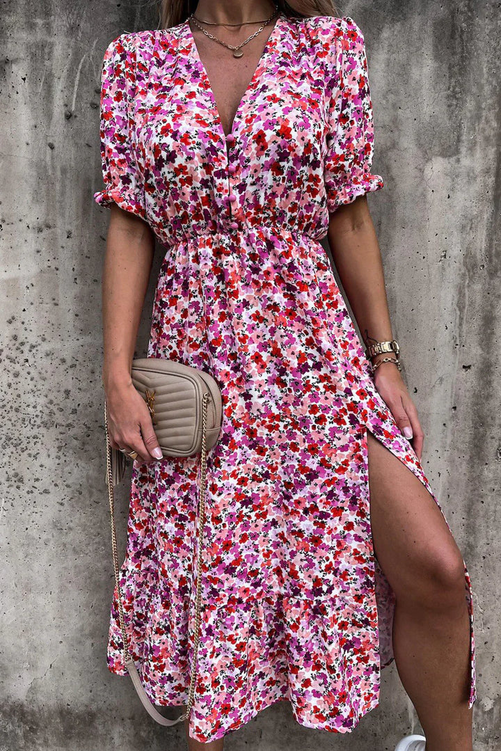 Rosea Floral Maxi Dress with V-Neckline