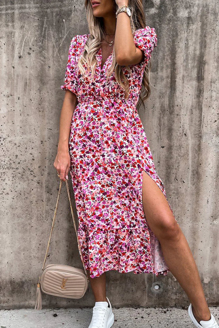 Rosea Floral Maxi Dress with V-Neckline
