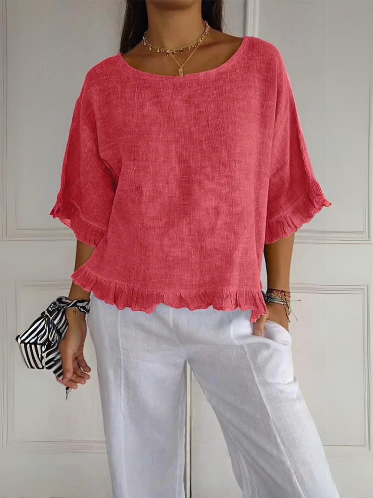 Lena | Cotton Blouse with Ruffles