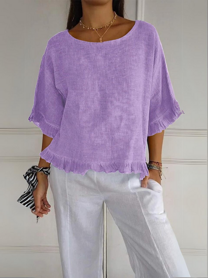 Lena | Cotton Blouse with Ruffles