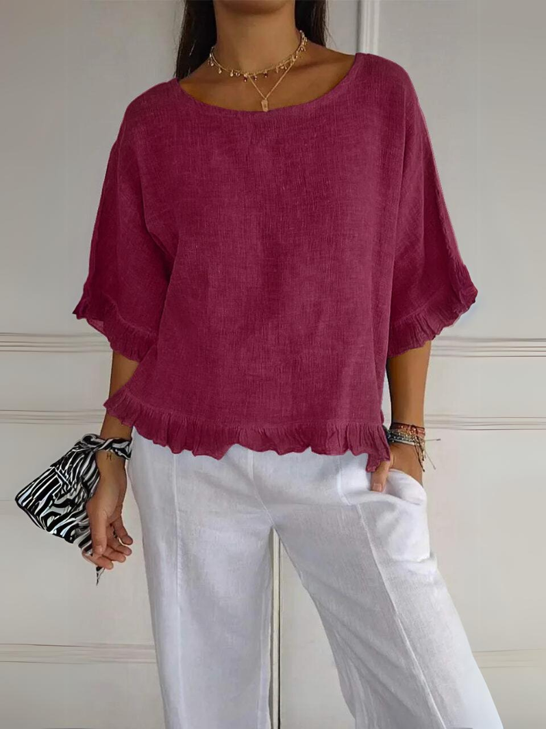 Lena | Cotton Blouse with Ruffles