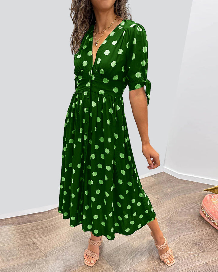 Mina   | V-neck dress with dots