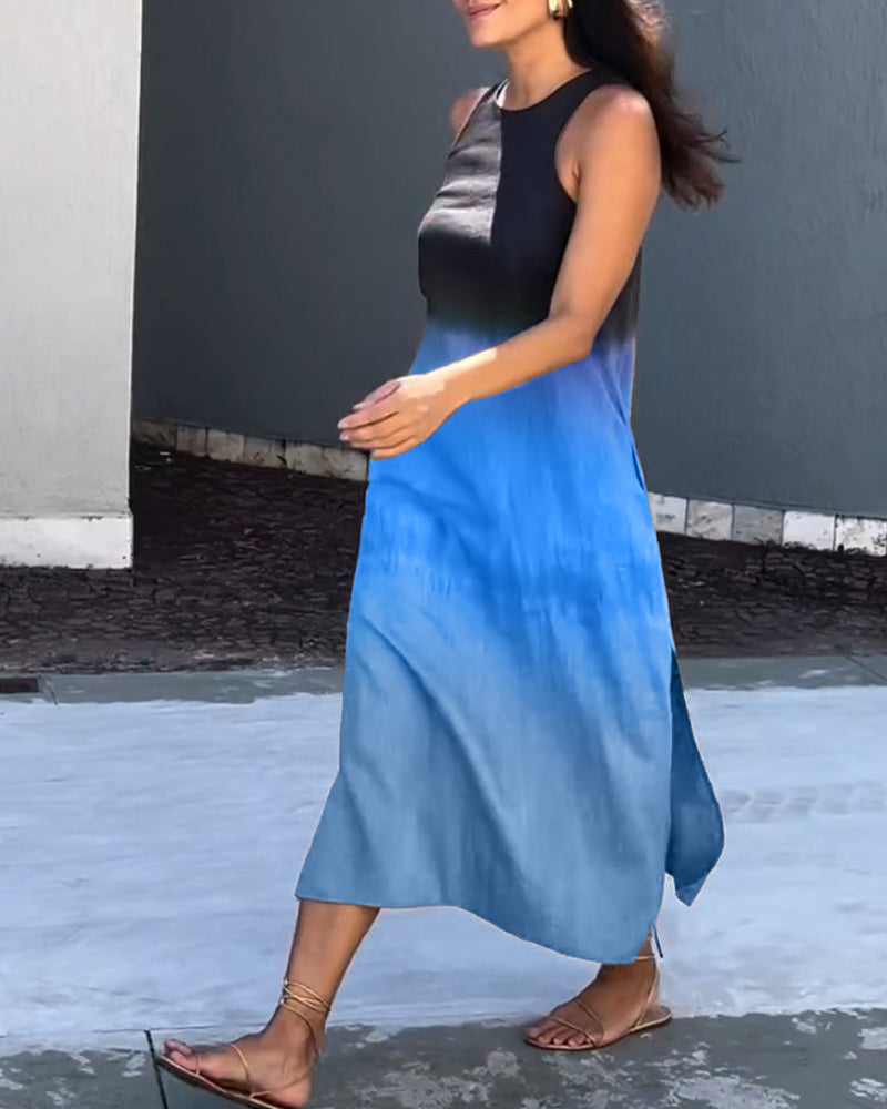 Anette | Sleeveless Gradient Color Dress with Round Neckline