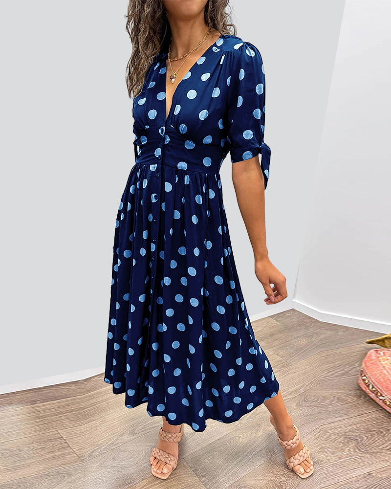 Mina   | V-neck dress with dots