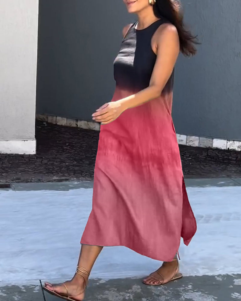 Anette | Sleeveless Gradient Color Dress with Round Neckline