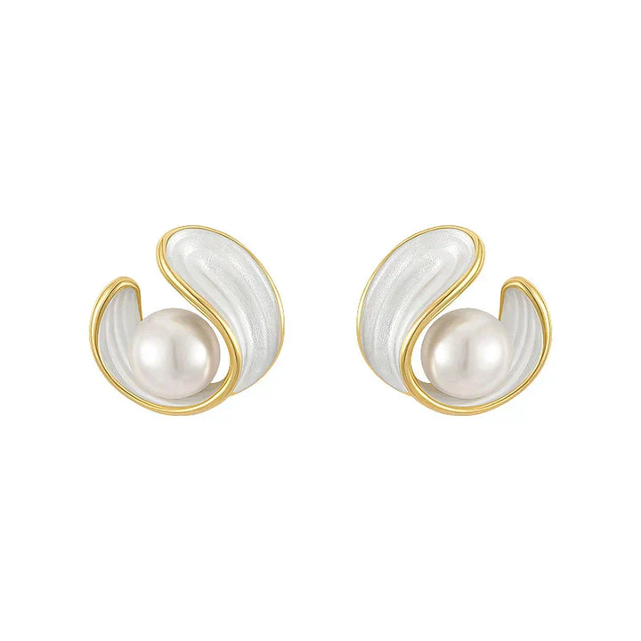 Luxury white opal earrings with pearls in gold