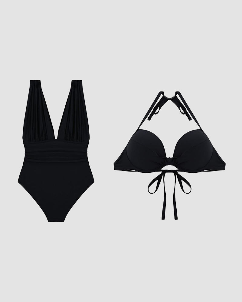 LIA | One-piece shaping swimsuit with a plunging neckline and adjustable strap for a confident and seductive style