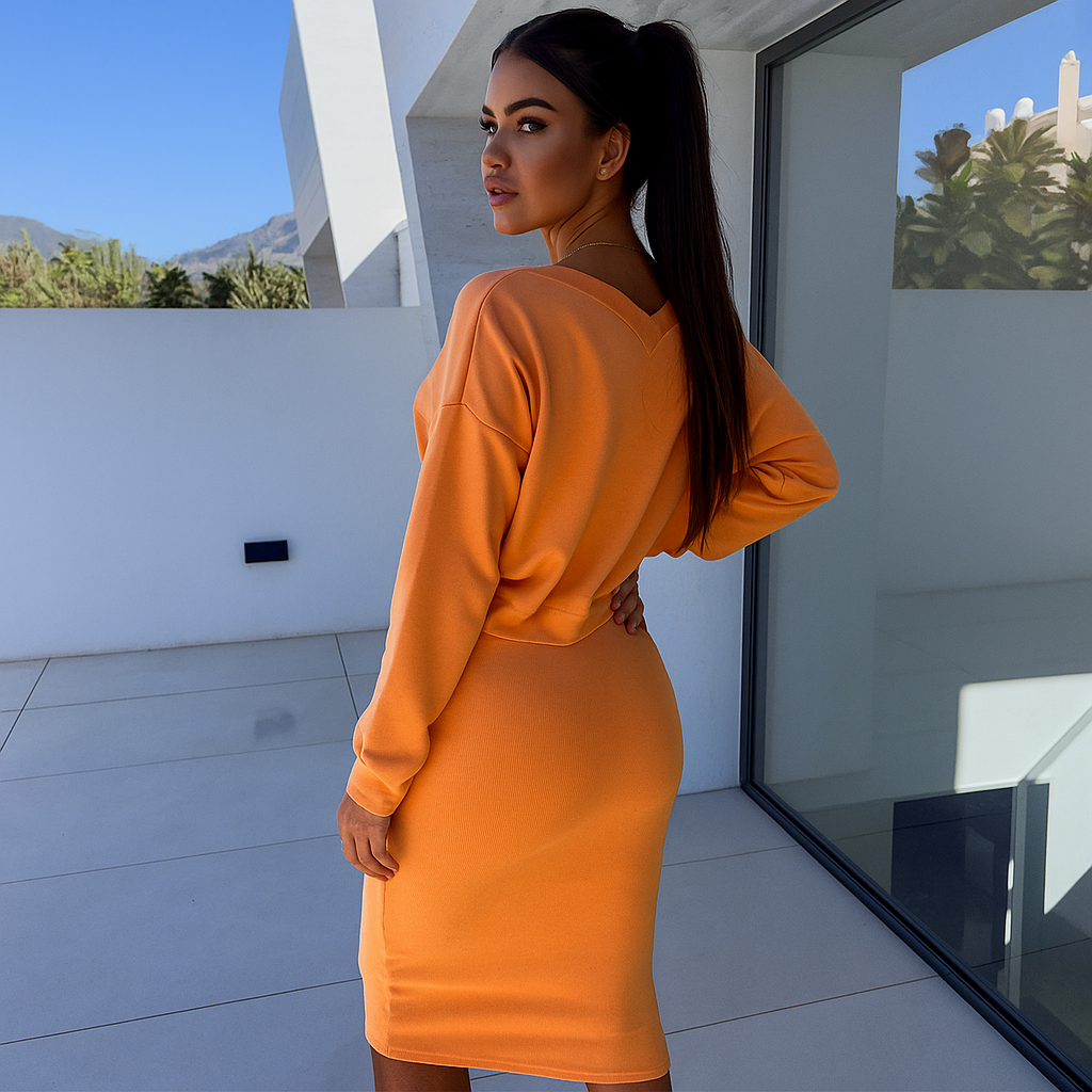 Laurine – Casual Dress and Sweatshirt Set