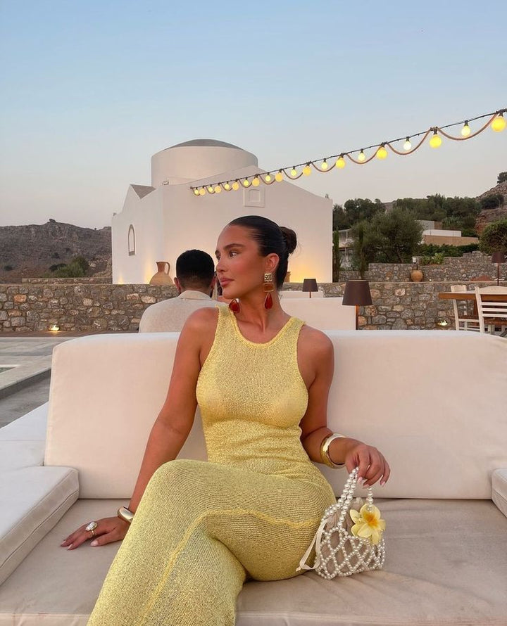 Pink sleeveless maxi dress