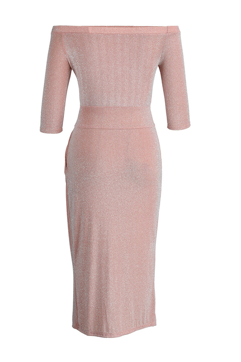 Amani - Hip Wrap with Slit Collar Maxi Dress