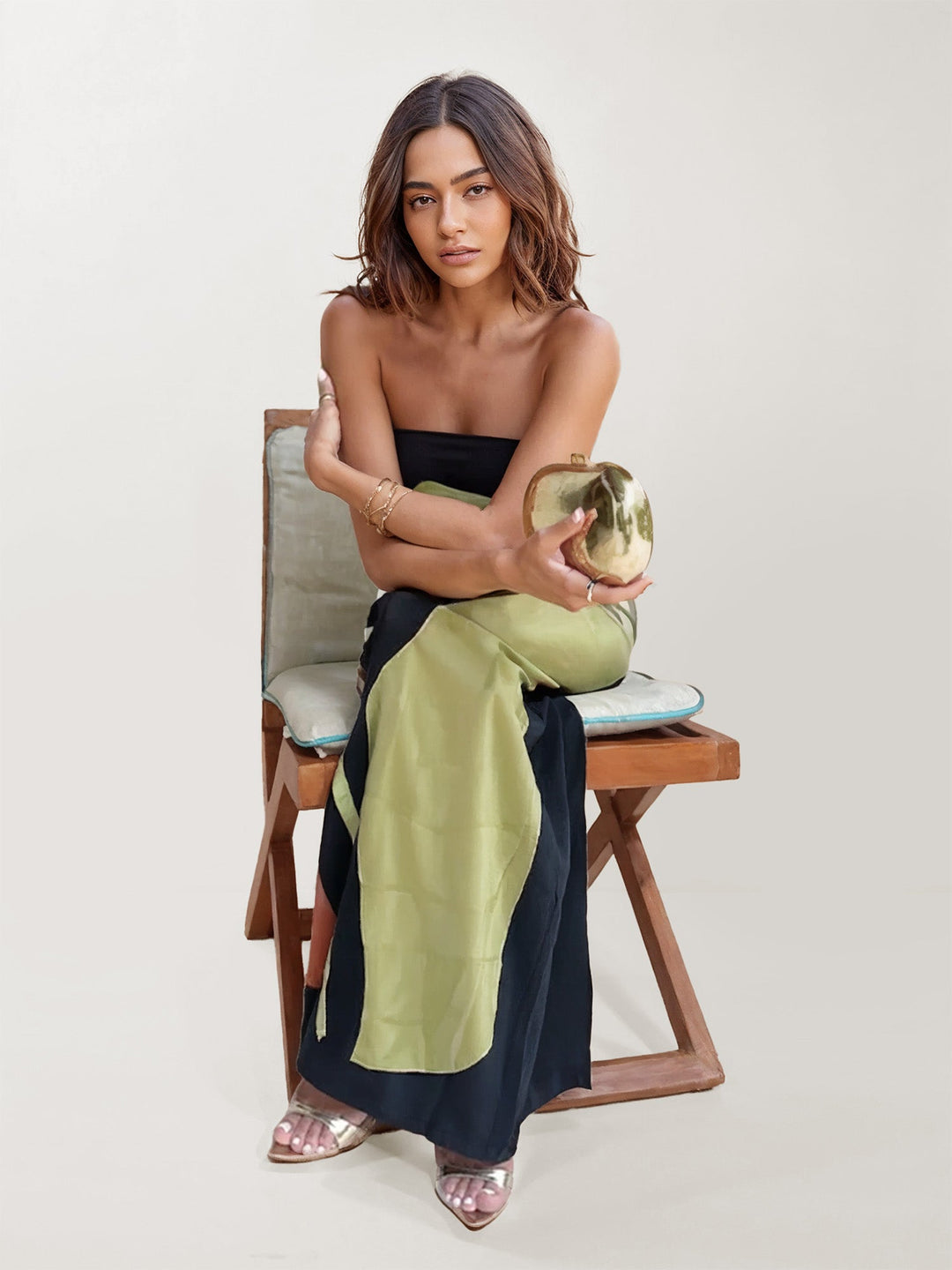 Long Strapless Dress with Abstract Floral Print