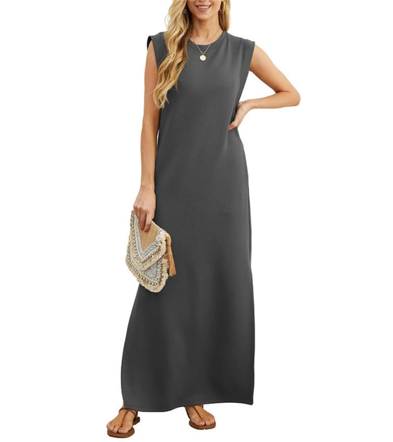 Romaisa | Casual long dress with slit and non-iron