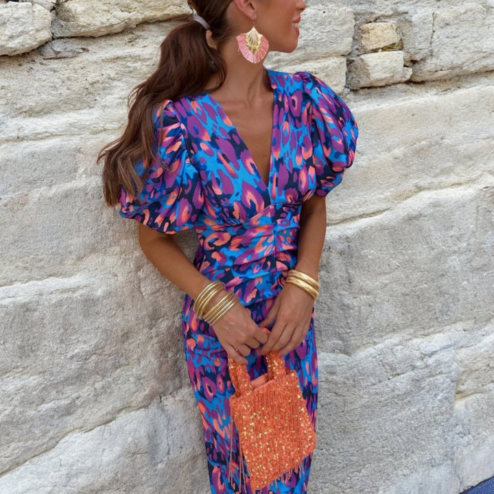 Carole | Vibrant Party Dress with Spectacular Details