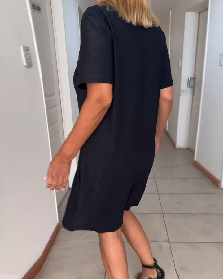 Els | Short-sleeve dress with V-neck