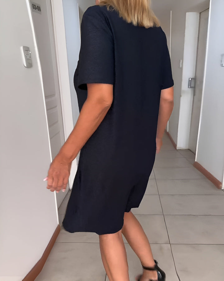 Laurence | Elegant Gathered V-Neck Dress