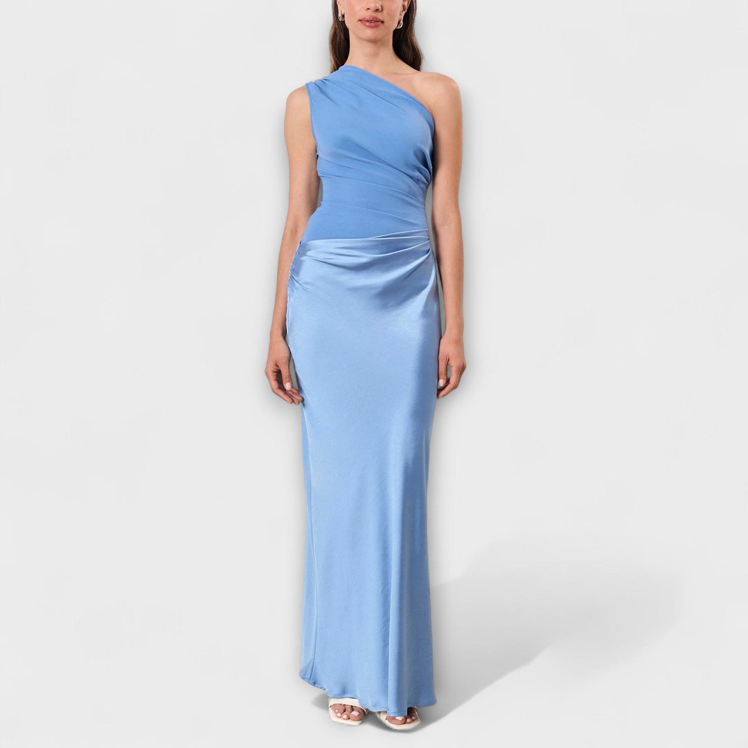 Elissa | Elegant One-Shoulder Pleated Maxi Dress