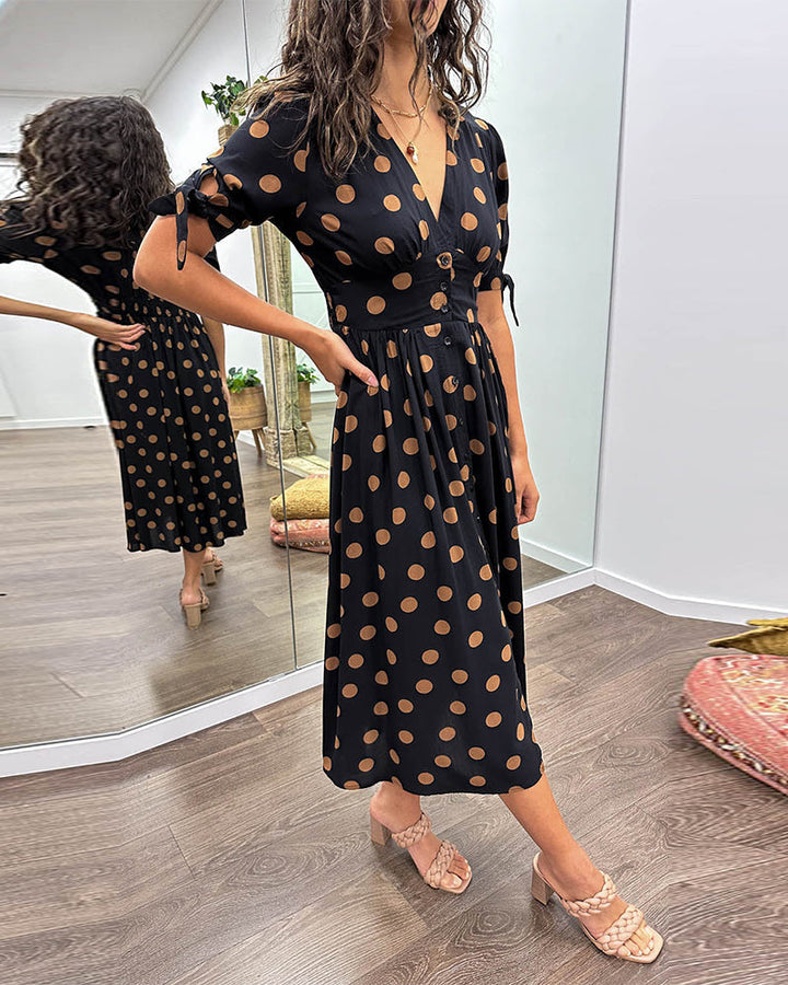 Mina   | V-neck dress with dots