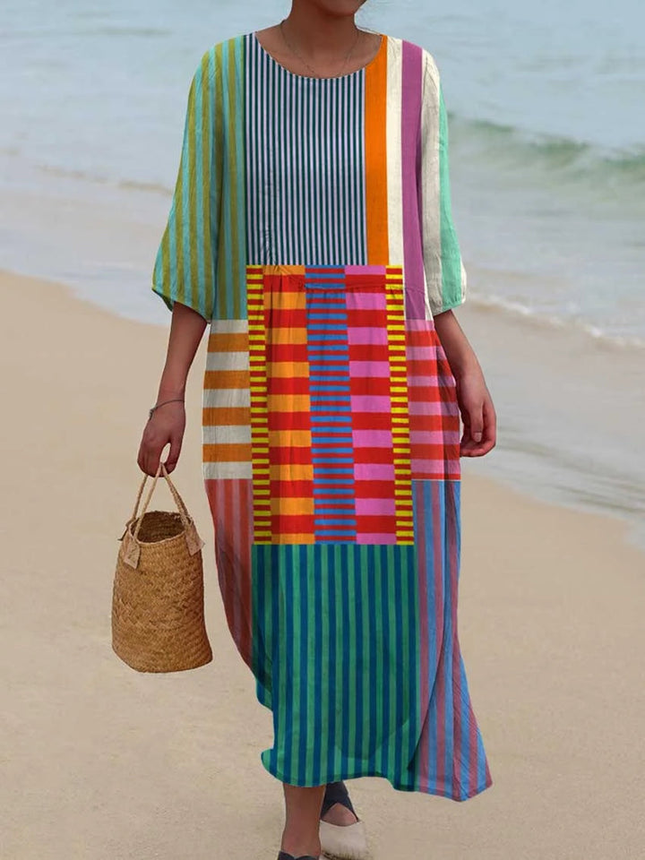 Slavko – Vintage cotton dress with geometric pattern