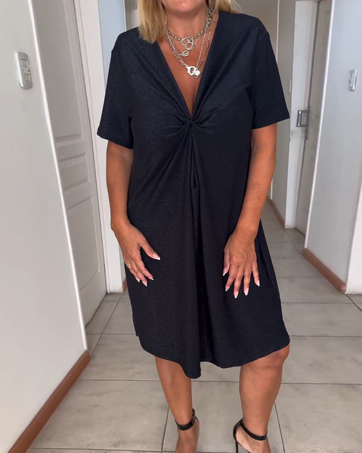 Els | Short-sleeve dress with V-neck