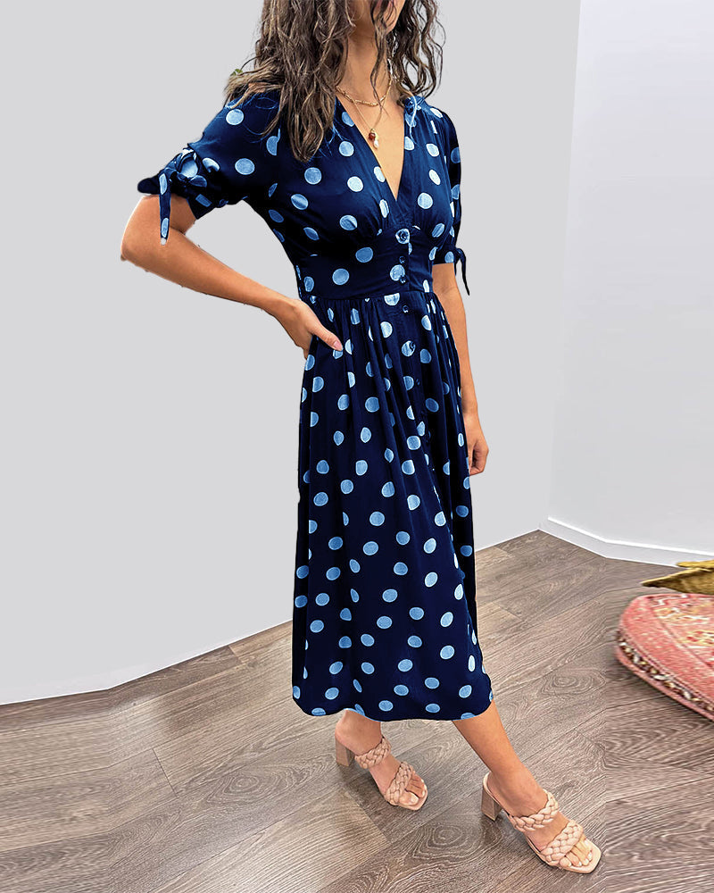 Mina   | V-neck dress with dots