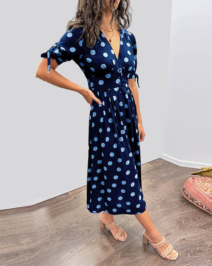 Mina   | V-neck dress with dots
