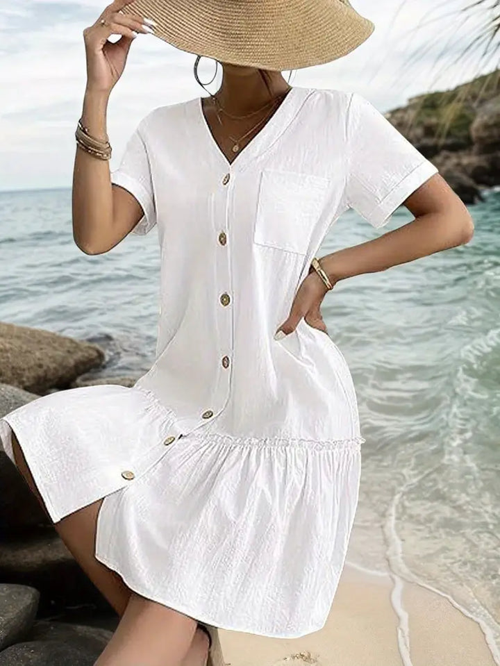 Isla | Flounce Hem Button-Front Dress