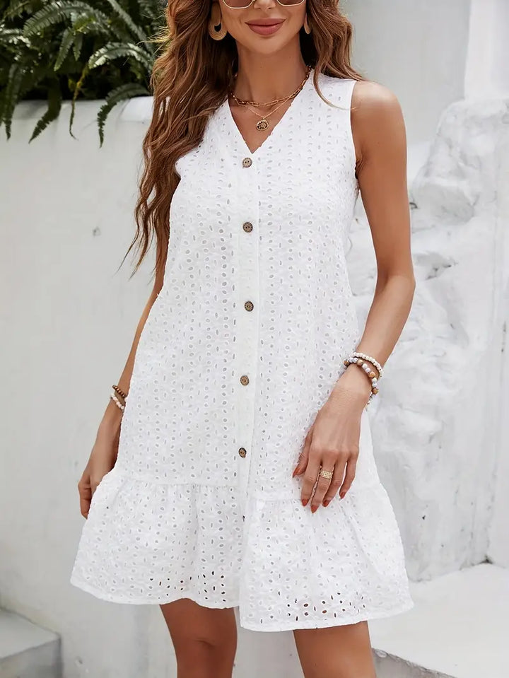 Lilianne | Eyelet Button-Down Summer Dress