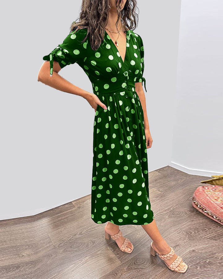 Mina   | V-neck dress with dots