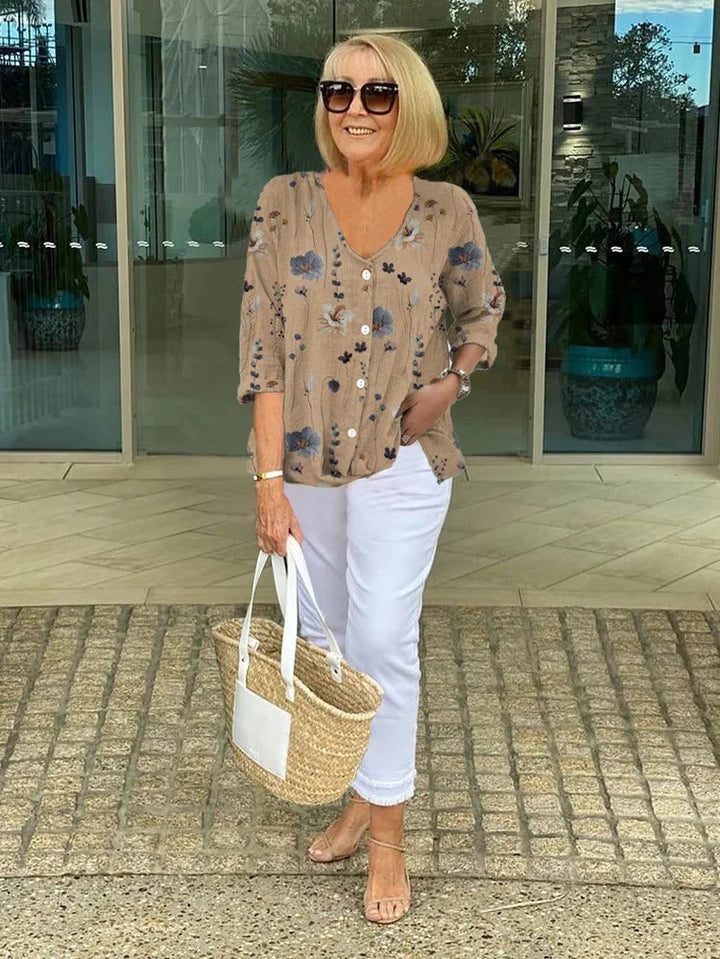 Barbara   | Cotton and Linen Floral Top