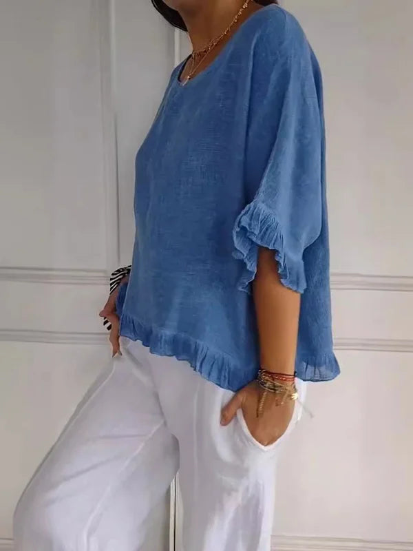 Lena | Cotton Blouse with Ruffles