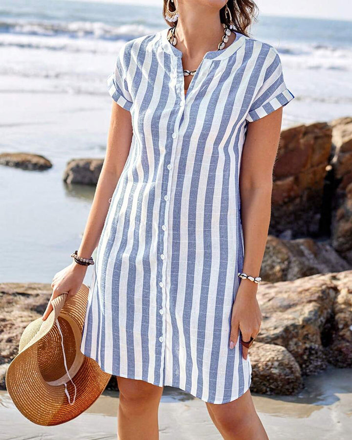 Martine – Elegant Striped Shirt Dress