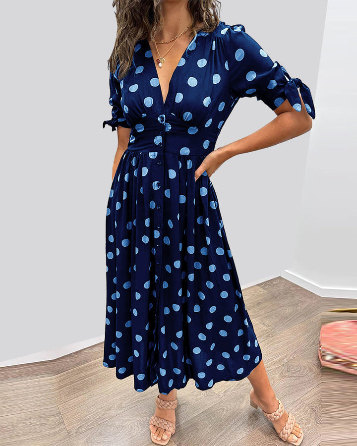 Mina   | V-neck dress with dots
