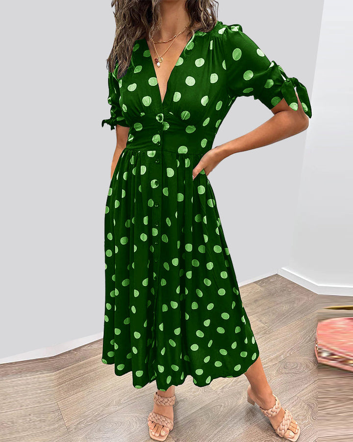 Mina   | V-neck dress with dots