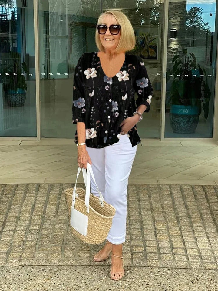 Barbara   | Cotton and Linen Floral Top